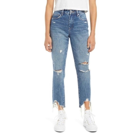 NWT BLANK NYC THE MADISON CROP GOOD VIBRATIONS DISTRESSED MOM JEANS SIZE 28 - Picture 1 of 7